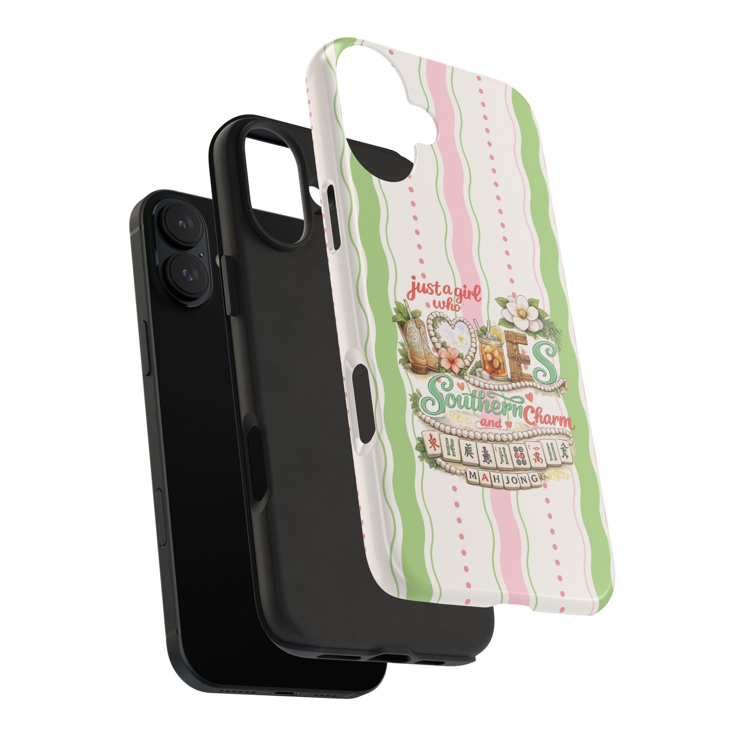 Just a Girl, Who Loves Southern Charm and Mahjong Preppy Pastel Phone Cases - Splash of Color Co.