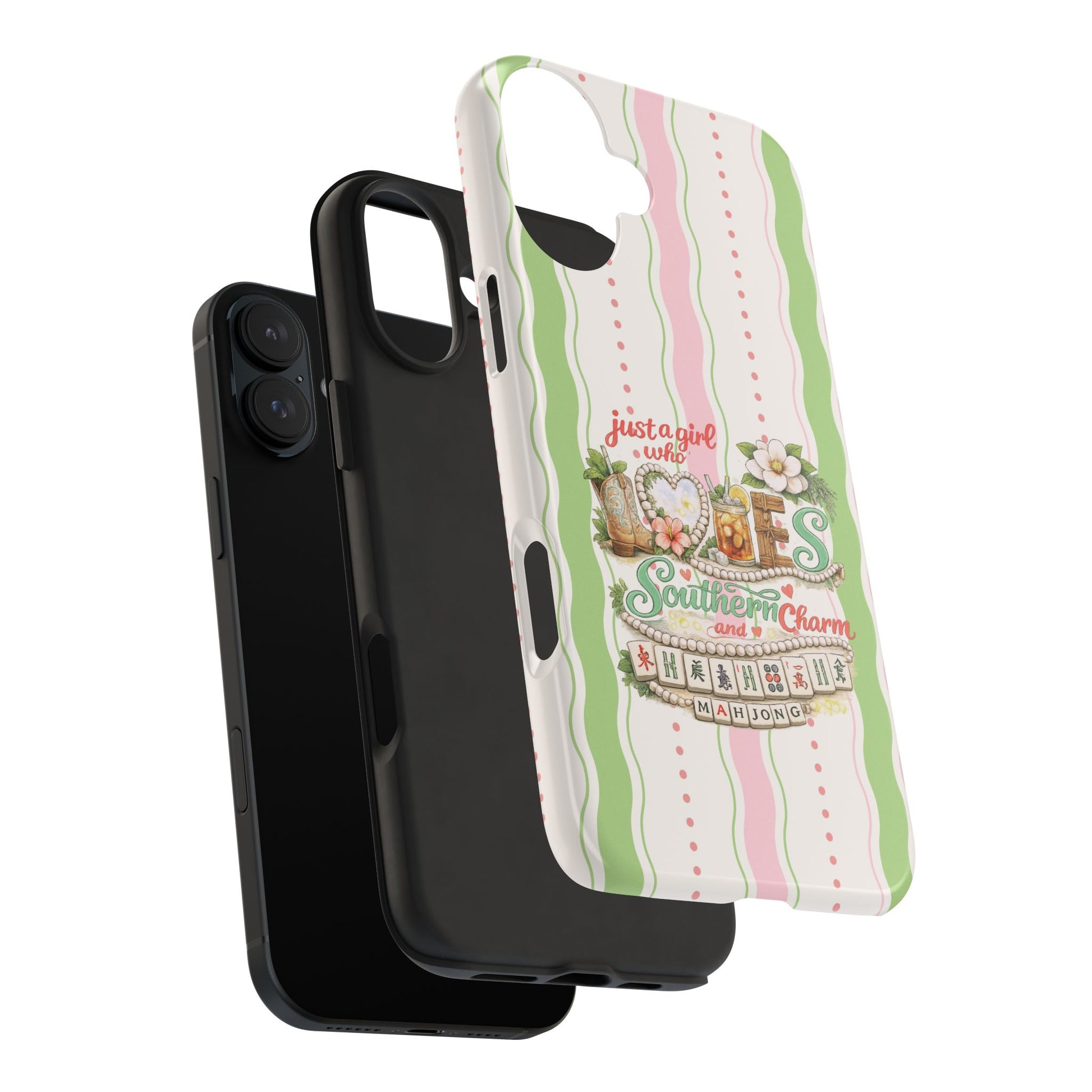 Just a Girl, Who Loves Southern Charm and Mahjong Preppy Pastel Phone Cases - Splash of Color Co.