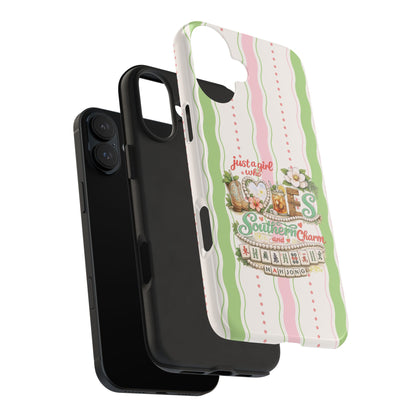 Just a Girl, Who Loves Southern Charm and Mahjong Preppy Pastel Phone Cases - Splash of Color Co.