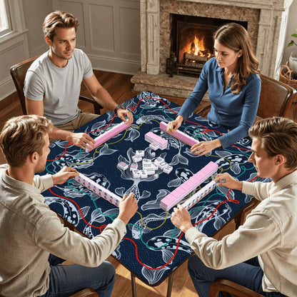 Koi Fish Calling Nautical Mahjong Mat - Splash of Color Co.