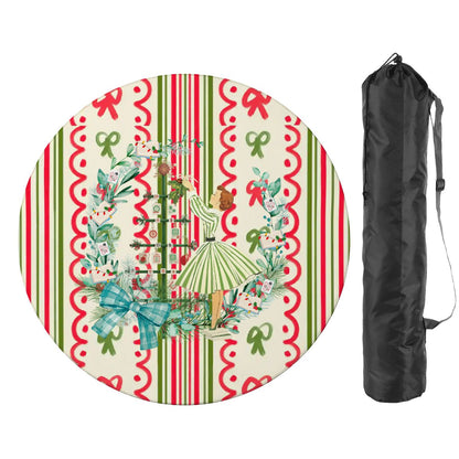 Books And Nooks Christmas Round Mahjong Mat