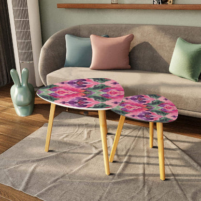 Ikat Watercolor Purple Green Pink Modern Bohemian Nesting Tables