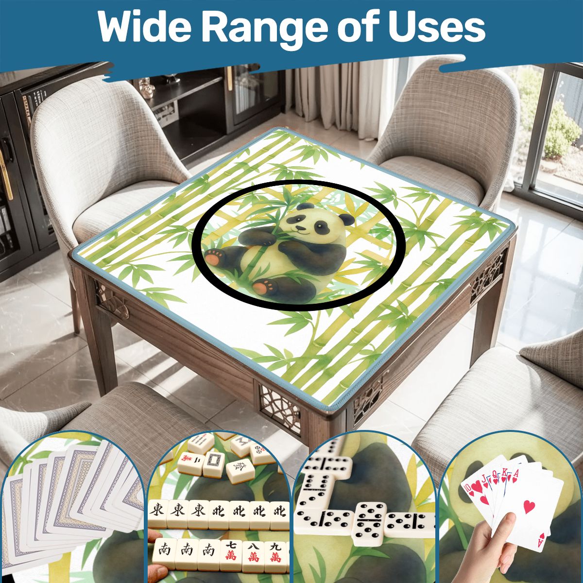 Lucky Bamboo Panda Bear Mahjong Mat - Splash of Color Co.