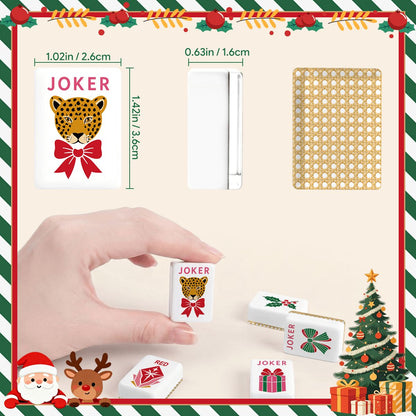 Vintage Cane Christmas Glam Holiday Mahjong Engraved Tiles