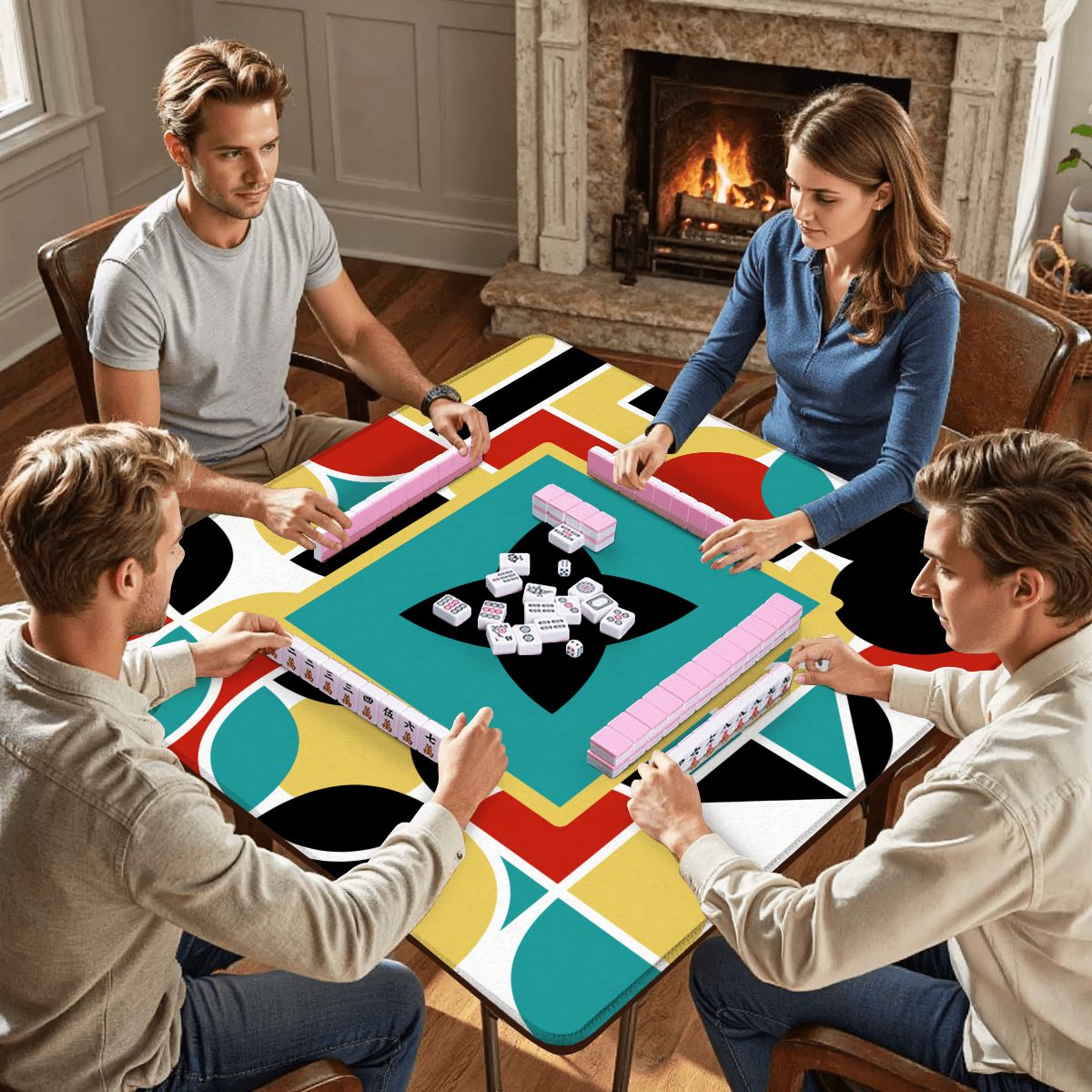 The ModMaxcentric Geometric Mahjong Mat - Splash Of Mahj And Color Co.