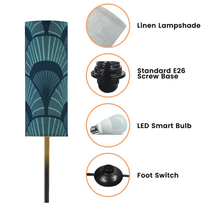 Art Deco Royal Blue Geometric Radiating Fan, Modern Floor Lamp - Splash of Color Co.