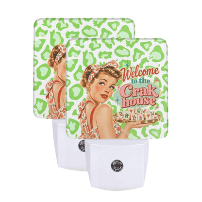 Funny Mahjong LED Night Light Set of 2 Welcome To The Crak House