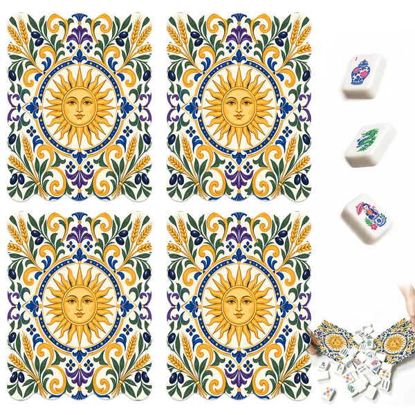 Under The Tuscan Sun Scalloped Mahjong Shuffler Cards Set of 4 - Splash Of Mahj And Color Co.