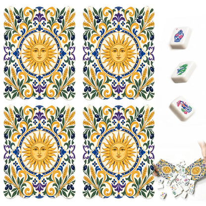 Under The Tuscan Sun Scalloped Mahjong Shuffler Cards Set of 4 - Splash Of Mahj And Color Co.