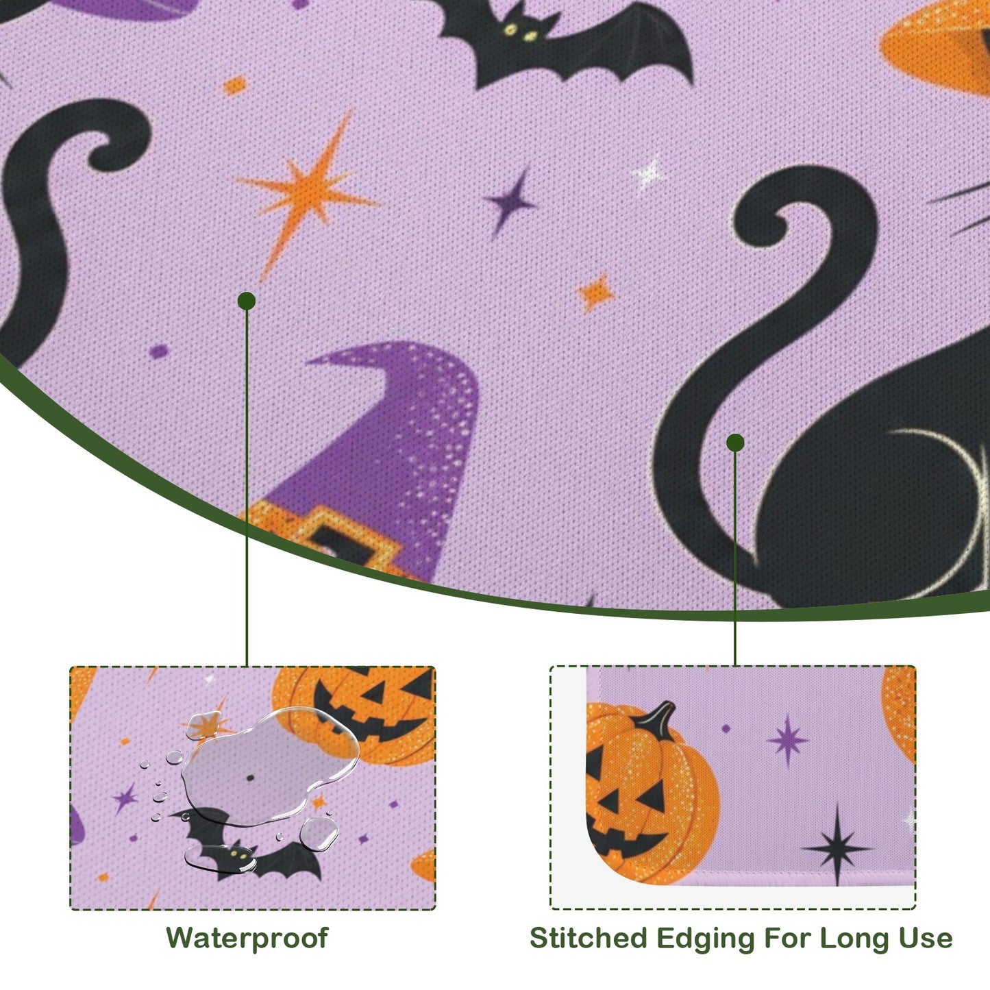 Pumpkin Kitties Purple And Orange Halloween Mahjong Mat