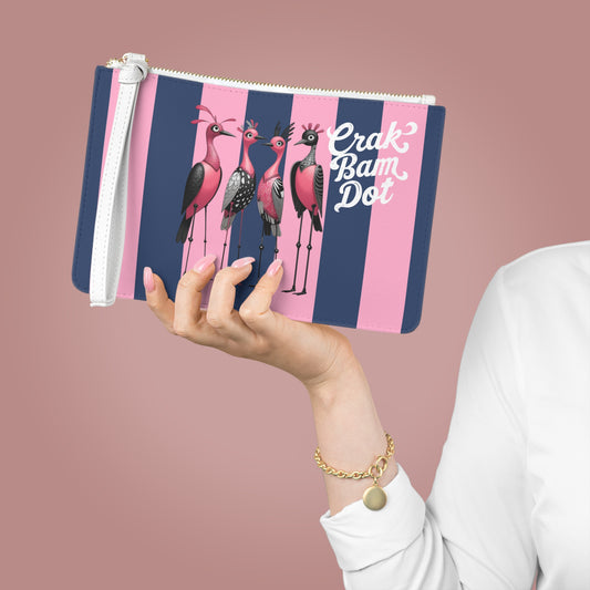 Crak Bam Dot Mahjong Clutch Chic Clutch Bag with Whimsical Flamingos Bird Queens Mahj Gift Idea