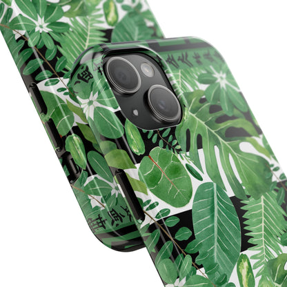 Tropical Mahjong Phone Case Tough Phone Case, Monstera Boho Style