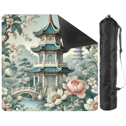Asian Pagoda Gardens Chinoiserie Mahjong Mat - Splash of Color Co.