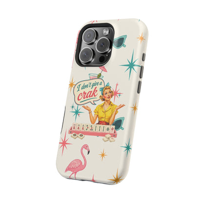 Funny Mahjong Tropical Flamingo Phone Case — “I Don’t Give a Crak” Magnetic Impact-Resistant Case