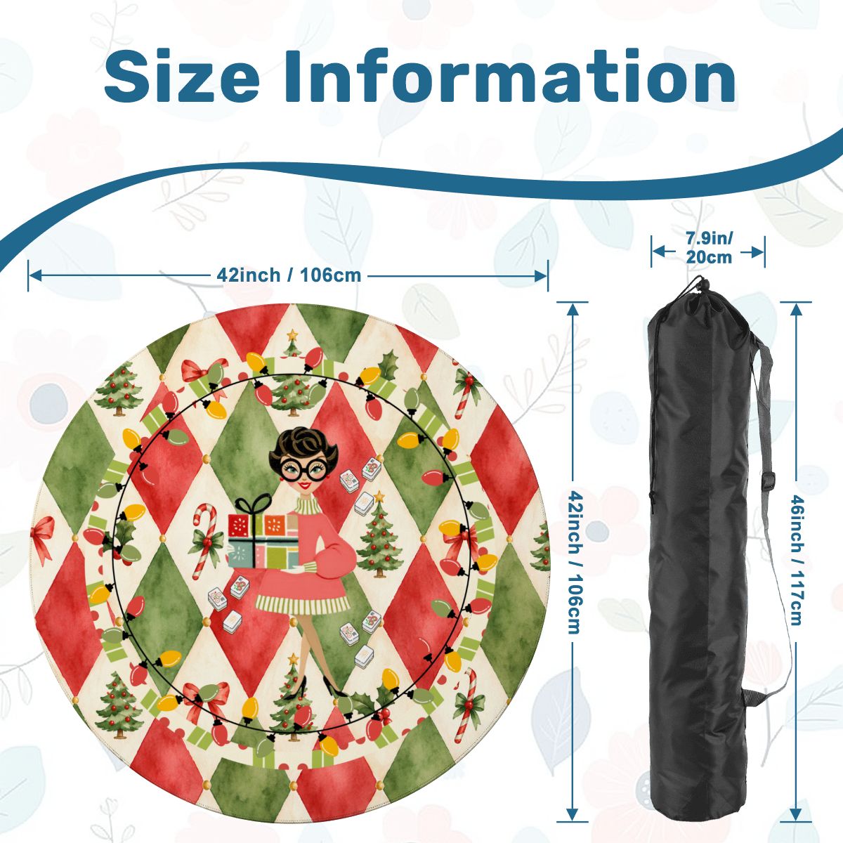 Harlequin Christmas Nostalgic Watercolor Green Burnish Red Round Mahjong Mat