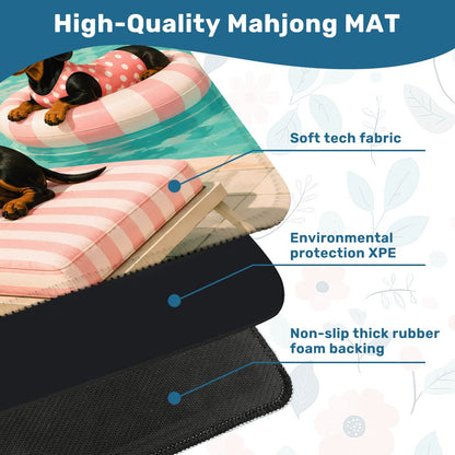 Dachshund Mahjong Mat — Poolside Doxies Modernist Design