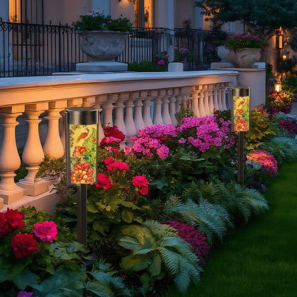 Asian Garden Tobacco Leaf Chinoiserie Outdoor Solar Lights - Splash of Color Co.