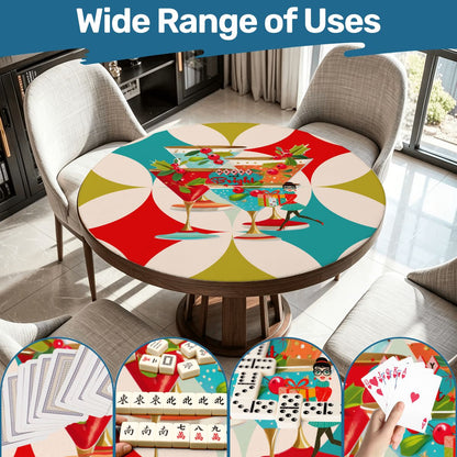 Mod Berry And Bright Christmas Round Mahjong Mat