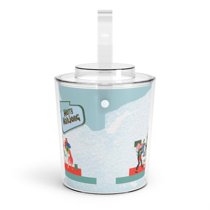 Mahjong Christmas Merry Mahjong Festive Ice Bucket with Tongs