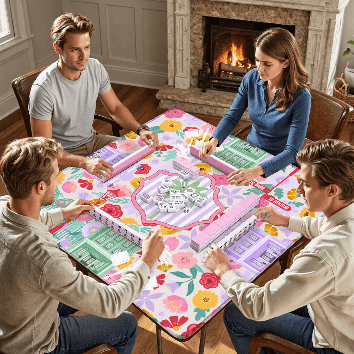 Charleston South Carolina Mahjong Floral Preppy Mahjong Mat - Splash of Color Co.