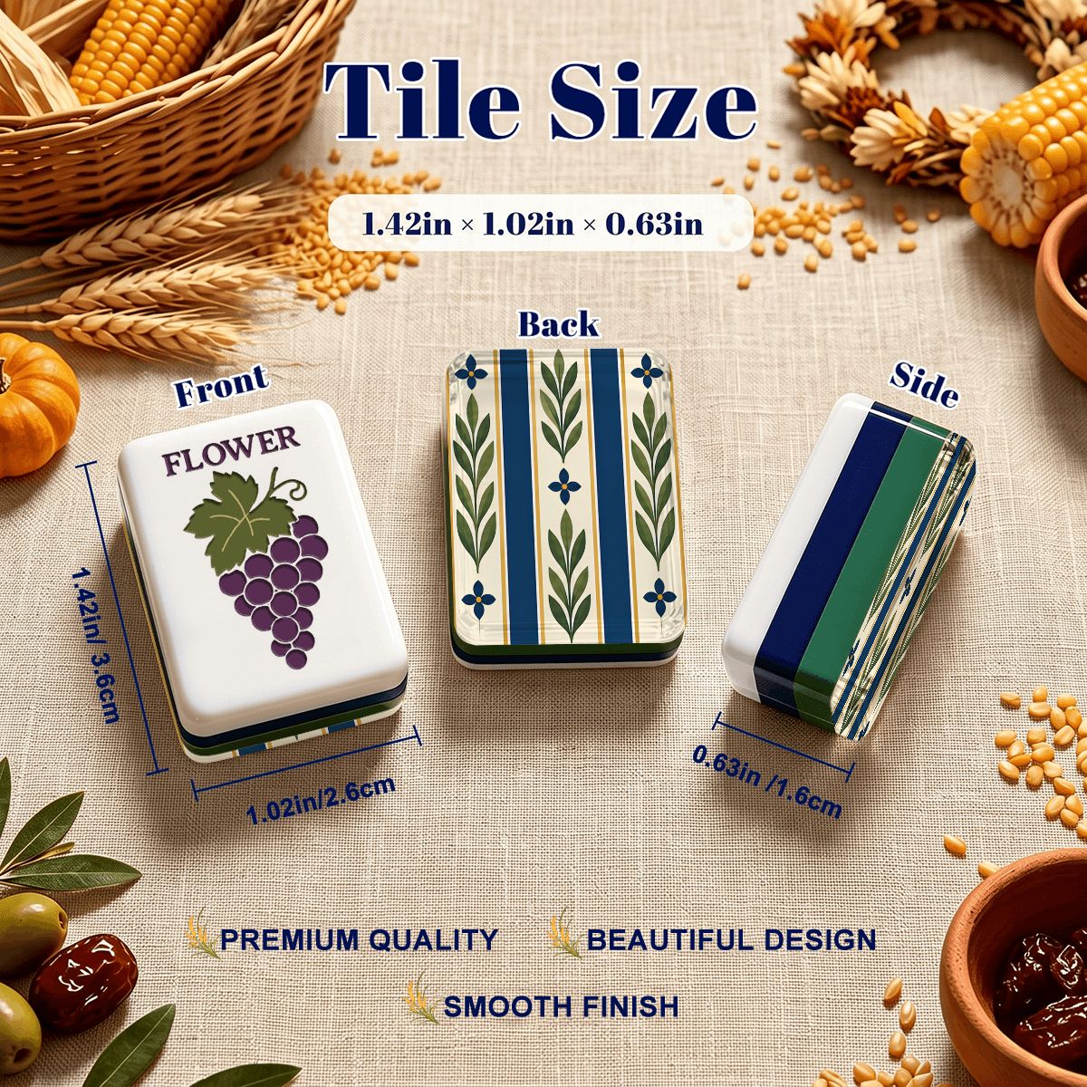 Tuscan Mediterranean Olive Grove Botanical American Mahjong Tiles With Carry Case - Splash Of Mahj And Color Co.