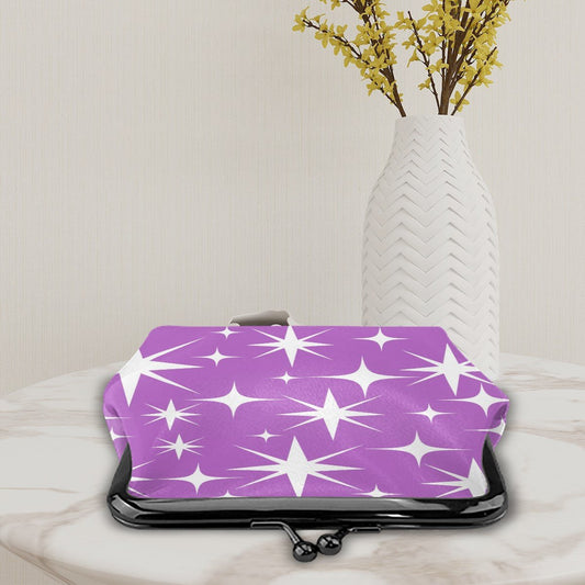 Lavender Lollipop Cosmic Vintage Women's Leather Kiss Lock Coin Purse - Splash of Color Co.