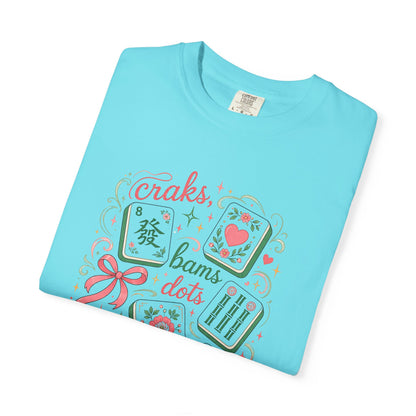 Mahjong Club T-Shirt — Cute Mahjong Tiles Graphic Tee (Crak! Bams Dots)