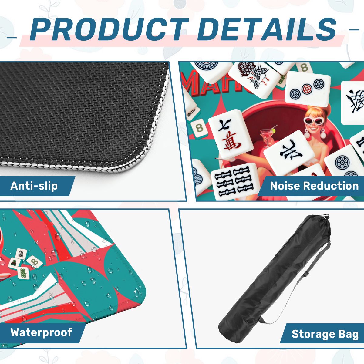 Mahjong Christmas Mat, Merry And Mahj Vintage Nostalgic Party Girl