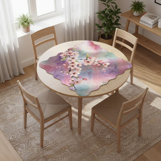 Blossoms In Bloom Dainty Watercolor Plaid Scalloped Mahjong Mat - Splash of Color Co.