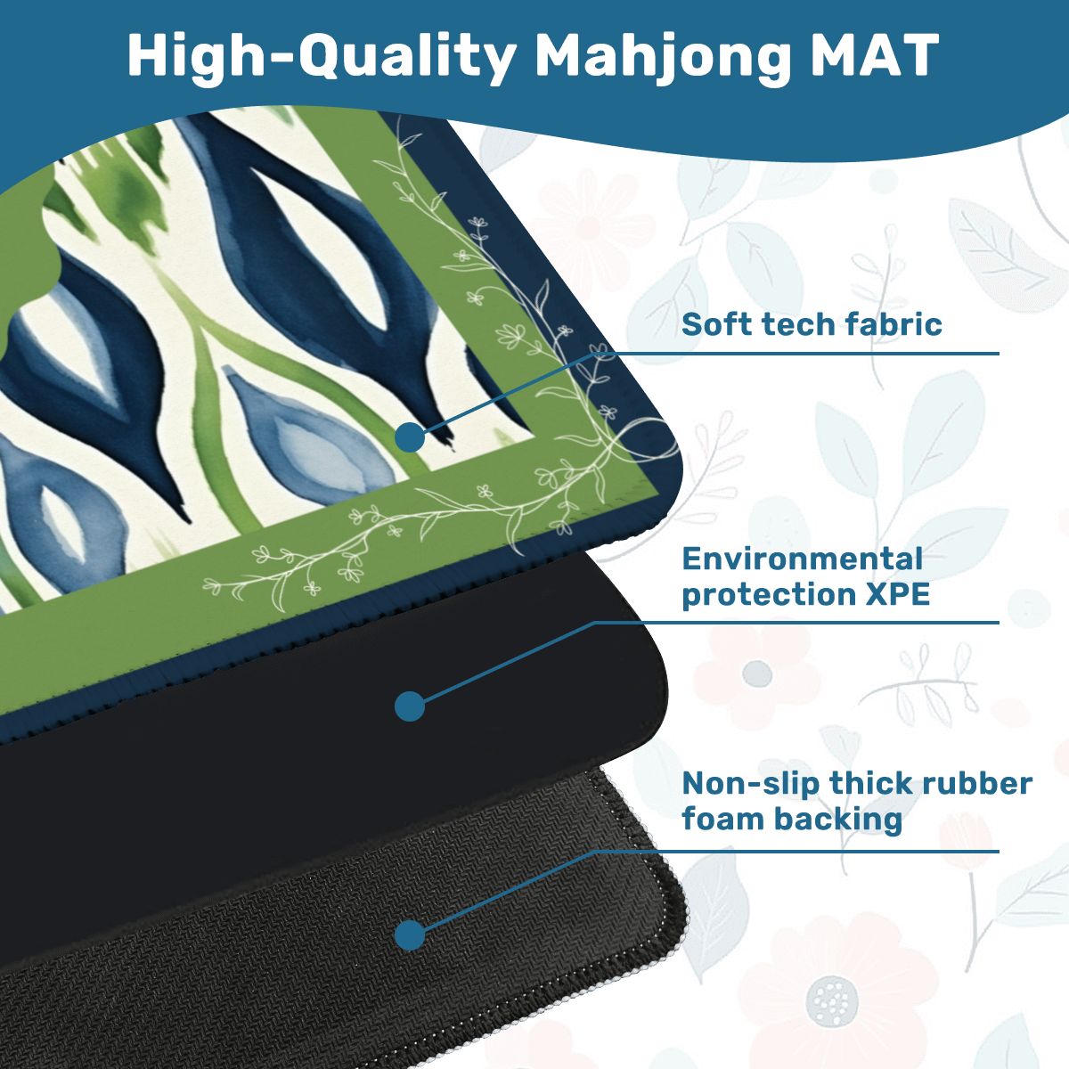 Ikat Watercolor Blue And Green Mahjong Mat - Splash of Color Co.