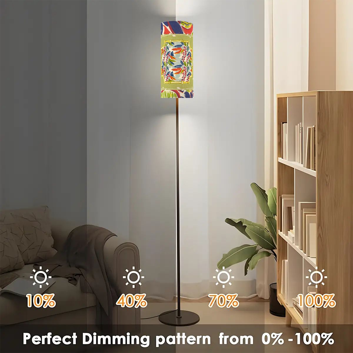 Heritage Floral Green Coral Blue Floor Lamp Modern Standing Lamp
