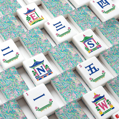 Preppy Chinoiserie Pastel American Mahjong Tiles And Carry Case