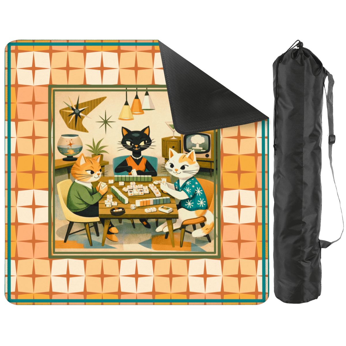 Modcentric Nostalgic Kitty Cats Modern Mahjong Mat - Splash of Color Co.