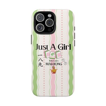 Just A Girl Who Loves Mahjong Phone Case | Mahjong Tiles Pattern - Splash of Color Co.