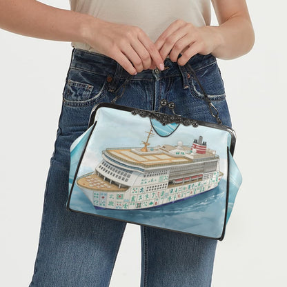 Mahjong Girls Cruise Vintage Kisslock, Handbag Shoulderbag - Splash of Color Co.