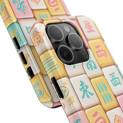 Pastel Mahjong Tile Phone Case | Cute Asian Game Pattern, Durable Protective Case - Splash of Color Co.