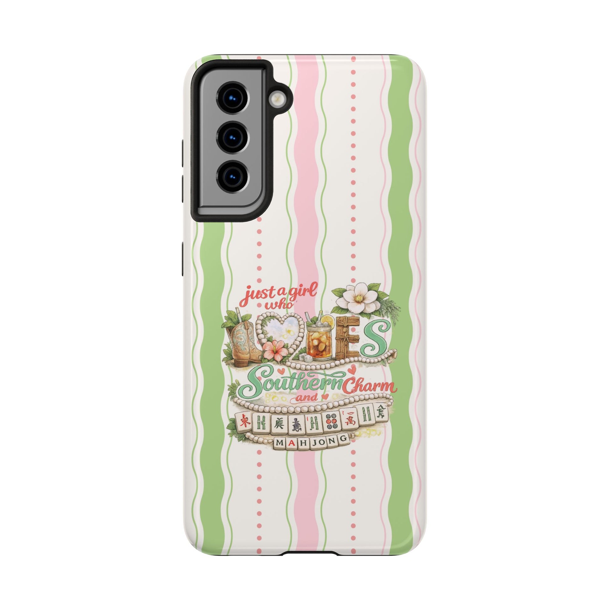Just a Girl, Who Loves Southern Charm and Mahjong Preppy Pastel Phone Cases - Splash of Color Co.