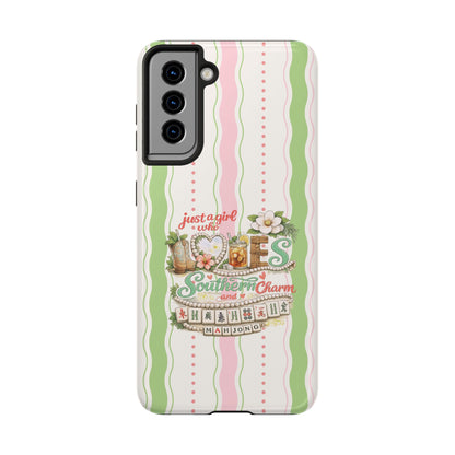 Just a Girl, Who Loves Southern Charm and Mahjong Preppy Pastel Phone Cases - Splash of Color Co.