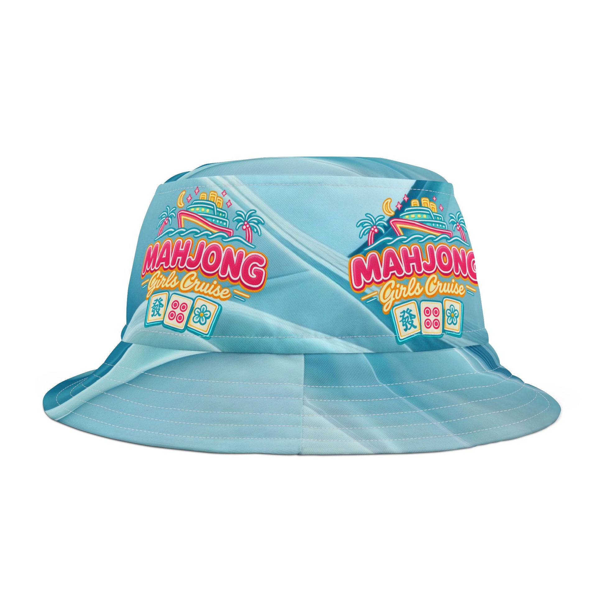 Mahjong Girl’s Cruise Bucket Hat — Retro Neon Mahjong Cruise - Splash of Color Co.