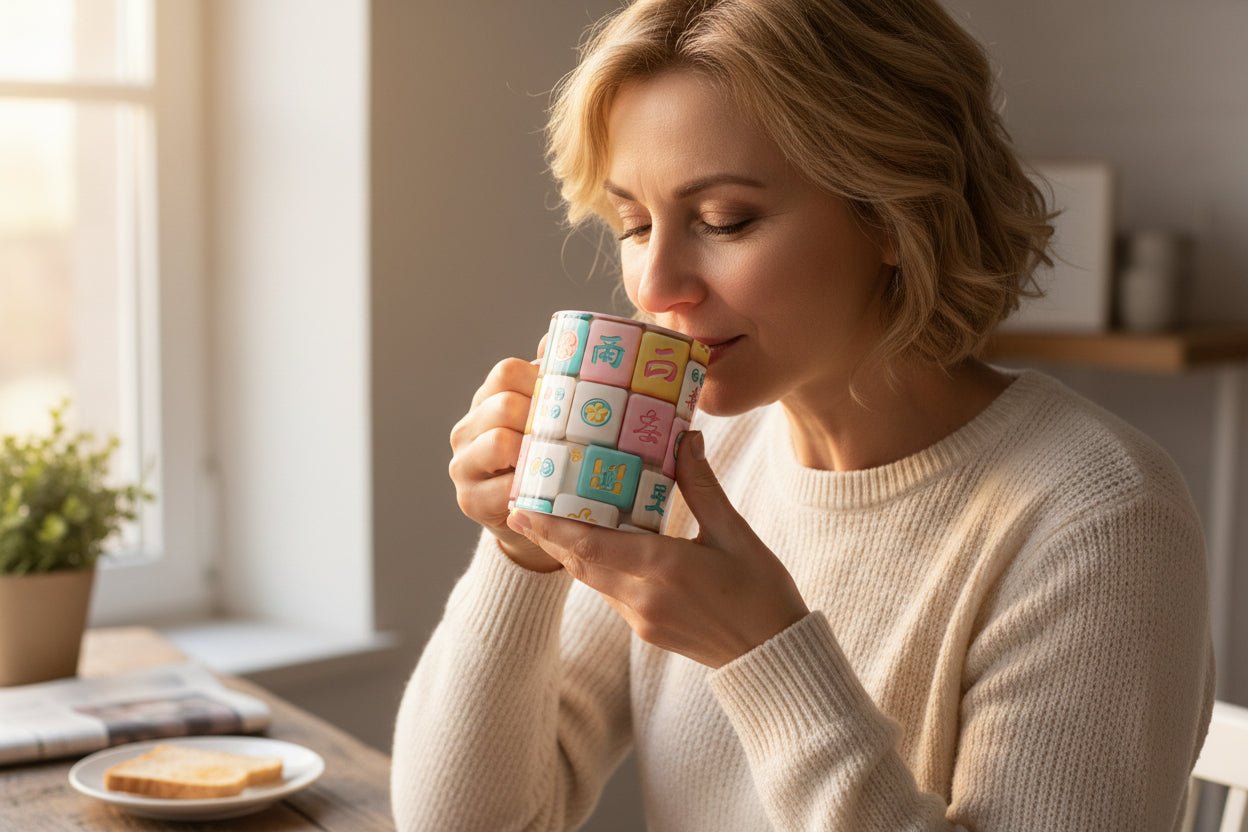 Pastel Mahjong Tile Pattern Mug | Accent Coffee Mug - Splash of Color Co.