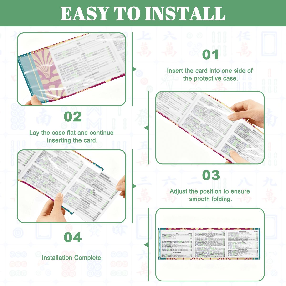 Art Deco Burgandy Wine 4 Mahjong Card Holder with Line Finder - Splash of Color Co.