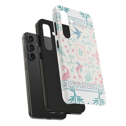 Whimsical Mahjong Tile Pastel Preppy Tough Phone Cases with Vibrant Oriental Designs Mahj Lover Gift