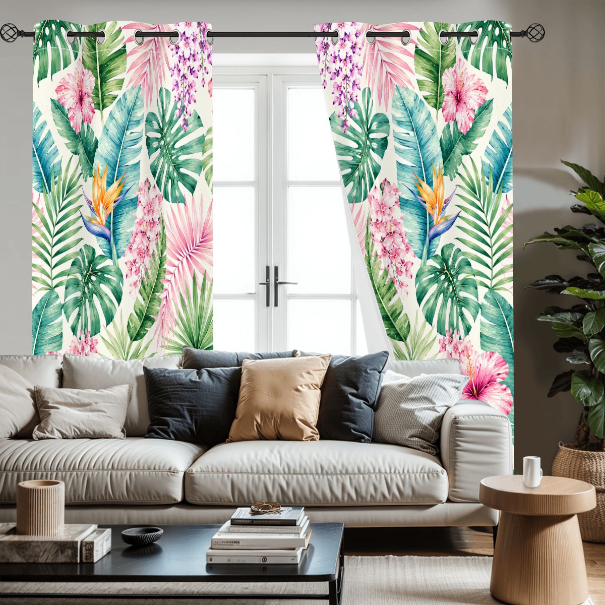 Polynesian Floral Jungle Blackout Curtains