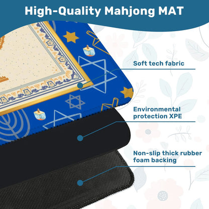 Hanukkah Mahjong Mat With Menorah And Dreidels - Splash of Color Co.