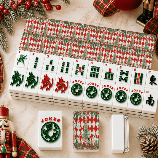 The Nutcracker Red Harlequin Christmas American Mahjong Tiles And Carry Case Bundle Set - Splash of Color Co.