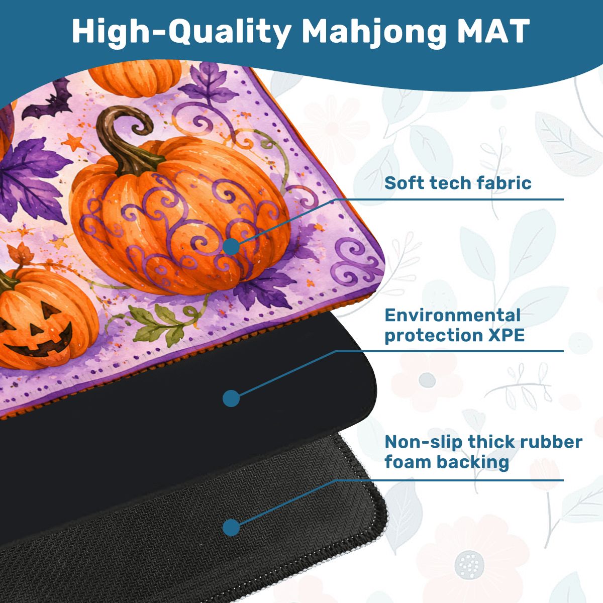 Party In The Pumpkin Patch Mahjong Halloween Mat - Splash Of Mahj And Color Co.
