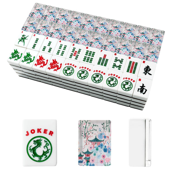 Asian Pagoda American Mahjong Tiles And Carry Case