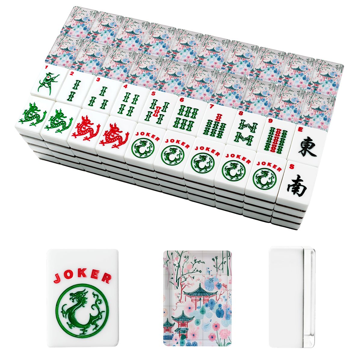 Asian Pagoda American Mahjong Tiles And Carry Case