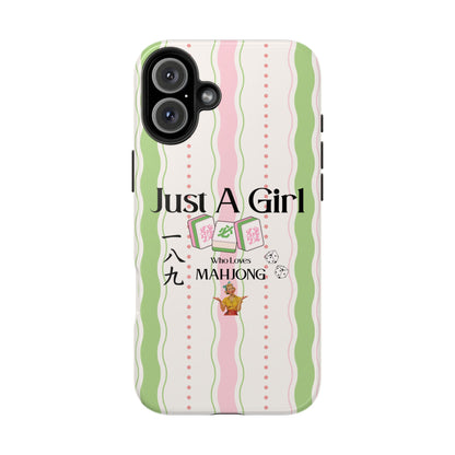 Just A Girl Who Loves Mahjong Phone Case | Mahjong Tiles Pattern - Splash of Color Co.