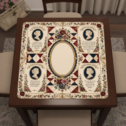 Founding Mothers Vintage Cameo Custom Mahjong Mat - Splash Of Mahj And Color Co.